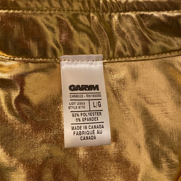 NWOT Mens Liquid Gold Metallic Button Down Short Sleeve Shirt by Gary Majdell - Picture 5 of 7